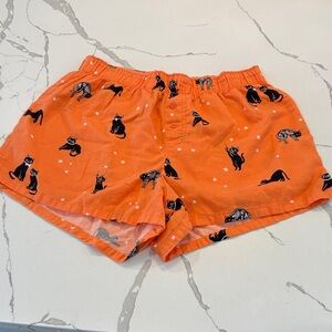 Orange Cat Print Shorts